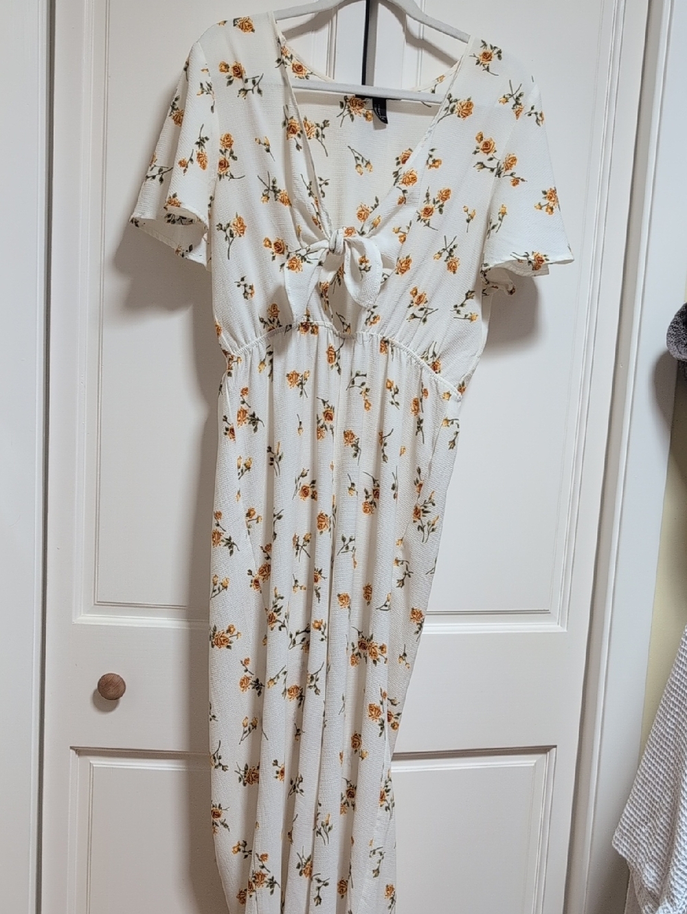 Forever 21 White Romper with Yellow Floral Accent